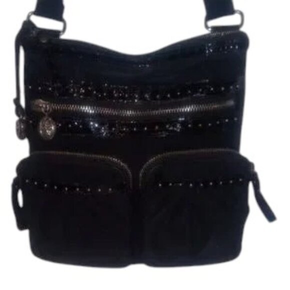 Brighton Black Crossbody Bag with Adjustable Strap and Zippered Compartments - Picture 4 of 7